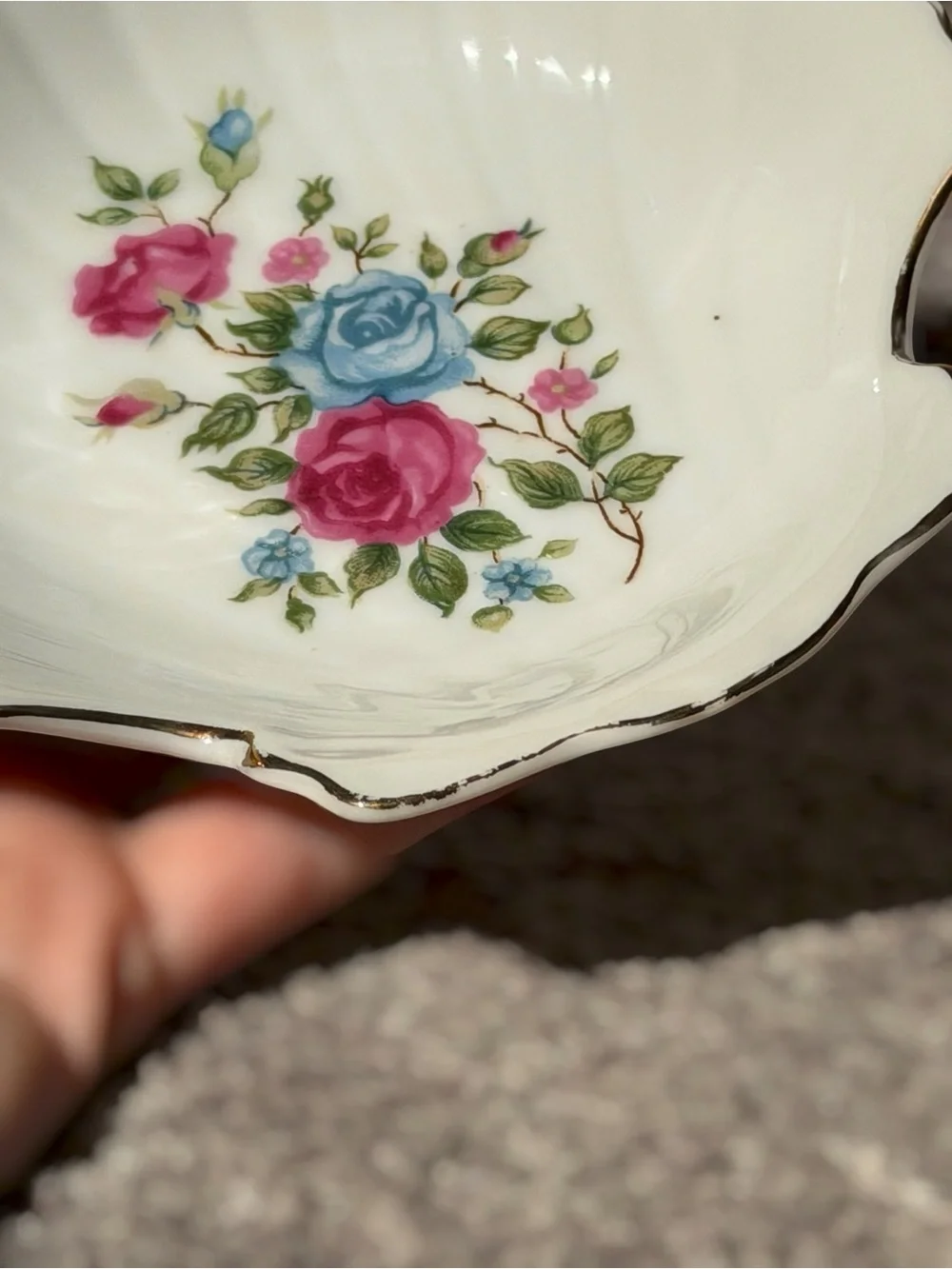 Vintage 3 Piece Porcelain Rose Bathroom Vanity Set Grandmillennial Shabby Chic